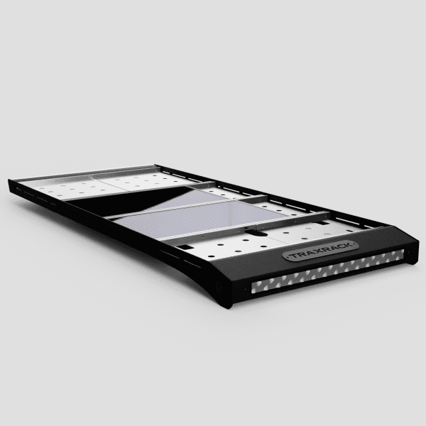 TraxRaxk PRO roof rack RENDER low side view with cargo trays and solar panels